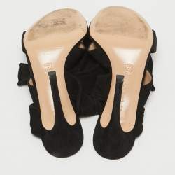 Pre Owned Gianvito Rossi Black Suede Ankle Tie Sandals Size 37.5