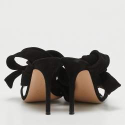 Pre Owned Gianvito Rossi Black Suede Ankle Tie Sandals Size 37.5