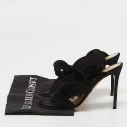 Pre Owned Gianvito Rossi Black Suede Ankle Tie Sandals Size 37.5