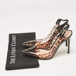 Pre Owned Gianvito Rossi Brown Leopard Print PVC Slingback Pumps Size 39