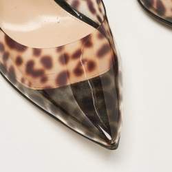 Pre Owned Gianvito Rossi Brown Leopard Print PVC Slingback Pumps Size 39