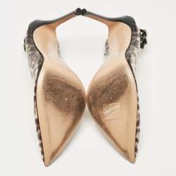 Pre Owned Gianvito Rossi Brown Leopard Print PVC Slingback Pumps Size 39