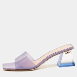 Pre Owned Gianvito Rossi Purple PVC Cosmic Slide Sandals Size 37.5
