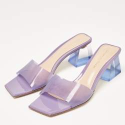 Pre Owned Gianvito Rossi Purple PVC Cosmic Slide Sandals Size 37.5