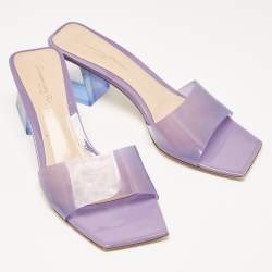 Pre Owned Gianvito Rossi Purple PVC Cosmic Slide Sandals Size 37.5