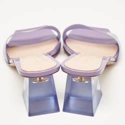 Pre Owned Gianvito Rossi Purple PVC Cosmic Slide Sandals Size 37.5