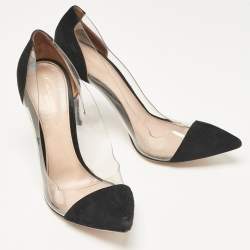 Gianvito Rossi Black PVC and Suede Plexi Pumps Size 39.5