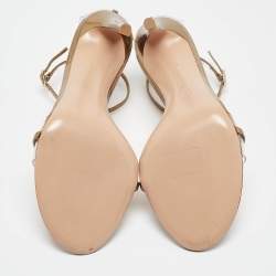 Pre Owned Gianvito Rossi Gold/Transparent Leather and PVC Ankle Strap Sandals Size 39.5