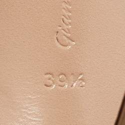 Pre Owned Gianvito Rossi Gold/Transparent Leather and PVC Ankle Strap Sandals Size 39.5