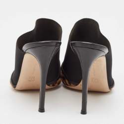 Gianvito Rossi Brown/Black Leopard Print Calf Hair and Fabric Mules Size 40.5