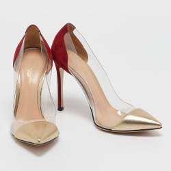 Pre Owned Gianvito Rossi Multicolor PVC and Suede Plexi Pumps Size 36