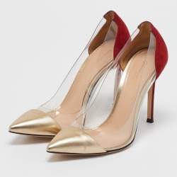 Pre Owned Gianvito Rossi Multicolor PVC and Suede Plexi Pumps Size 36