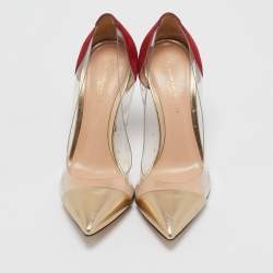 Pre Owned Gianvito Rossi Multicolor PVC and Suede Plexi Pumps Size 36