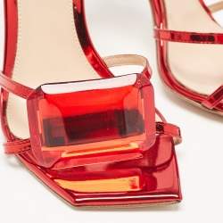 Gianvito Rossi Metallic Red Leather Jaipur Sandals Size 35.5