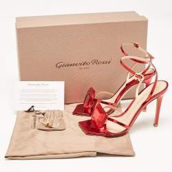 Gianvito Rossi Metallic Red Leather Jaipur Sandals Size 35.5