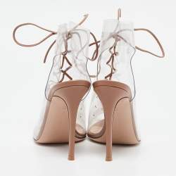Gianvito Rossi Beige PVC and Leather Helmut Ankle Boots Size 38.5