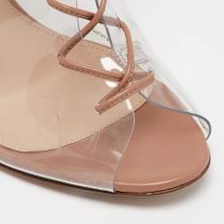 Gianvito Rossi Beige PVC and Leather Helmut Ankle Boots Size 38.5
