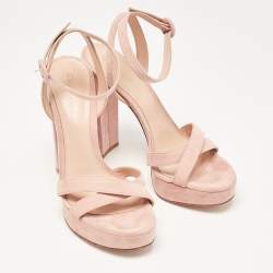 Pre Owned Gianvito Rossi Powder Pink Suede Ankle Strap Platform Sandals Size 37.5