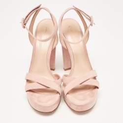 Pre Owned Gianvito Rossi Powder Pink Suede Ankle Strap Platform Sandals Size 37.5