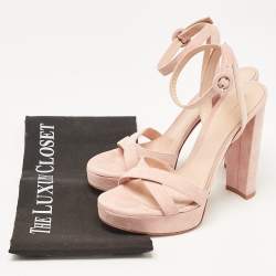 Pre Owned Gianvito Rossi Powder Pink Suede Ankle Strap Platform Sandals Size 37.5