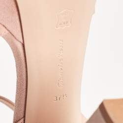 Pre Owned Gianvito Rossi Powder Pink Suede Ankle Strap Platform Sandals Size 37.5