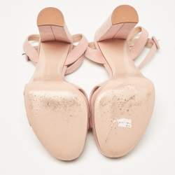 Pre Owned Gianvito Rossi Powder Pink Suede Ankle Strap Platform Sandals Size 37.5