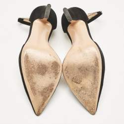 Pre Owned Gianvito Rossi Black Suede Ankle Strap Pumps Size 37.5