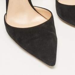 Pre Owned Gianvito Rossi Black Suede Ankle Strap Pumps Size 37.5