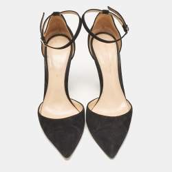 Pre Owned Gianvito Rossi Black Suede Ankle Strap Pumps Size 37.5