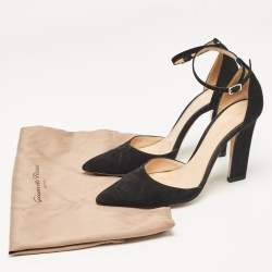 Pre Owned Gianvito Rossi Black Suede Ankle Strap Pumps Size 37.5