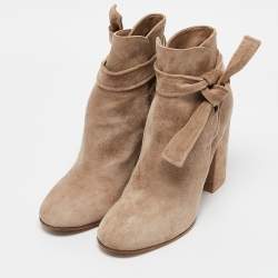 Pre Owned Gianvito Rossi Beige Suede Ankle Length Boots Size 38