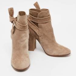 Pre Owned Gianvito Rossi Beige Suede Ankle Length Boots Size 38