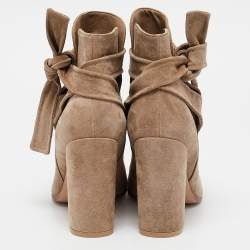 Pre Owned Gianvito Rossi Beige Suede Ankle Length Boots Size 38