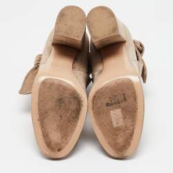 Pre Owned Gianvito Rossi Beige Suede Ankle Length Boots Size 38