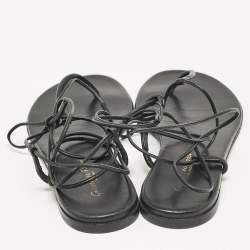 Pre Owned Gianvito Rossi Black Leather Gwyneth Thong Sandals Size 39.5