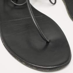 Pre Owned Gianvito Rossi Black Leather Gwyneth Thong Sandals Size 39.5