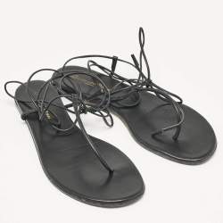 Pre Owned Gianvito Rossi Black Leather Gwyneth Thong Sandals Size 39.5