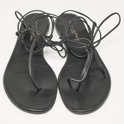 Pre Owned Gianvito Rossi Black Leather Gwyneth Thong Sandals Size 39.5