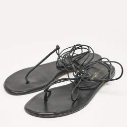 Pre Owned Gianvito Rossi Black Leather Gwyneth Thong Sandals Size 39.5