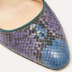 Pre Owned Gianvito Rossi Green/Yellow Leather and Python Leather Pointed Toe Pumps Size 39