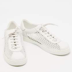 Gianvito Rossi White Leather and Fishnet Helena Sneakers Size 39