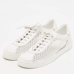 Gianvito Rossi White Leather and Fishnet Helena Sneakers Size 39