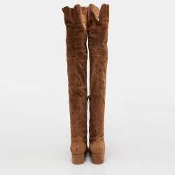 Gianvito Rossi Brown Suede Over The Knee Boots Size 38