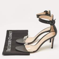 Pre Owned Gianvito Rossi Black Leather and PVC Stella Ankle Strap Sandals Size 39