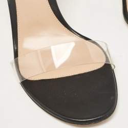 Pre Owned Gianvito Rossi Black Leather and PVC Stella Ankle Strap Sandals Size 39