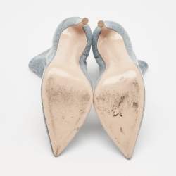 Pre Owned Gianvito Rossi Blue Denim Pointed Toe Ankle Length Boots Size 36.5