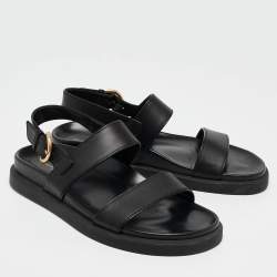 Pre Owned Gianvito Rossi Black Leather Bilbao Sandals Size 39