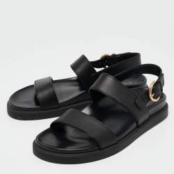 Pre Owned Gianvito Rossi Black Leather Bilbao Sandals Size 39