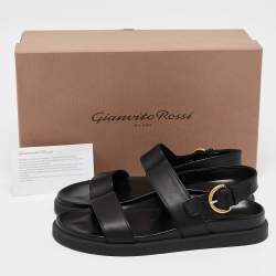 Pre Owned Gianvito Rossi Black Leather Bilbao Sandals Size 39