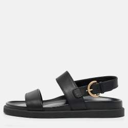 Pre Owned Gianvito Rossi Black Leather Bilbao Sandals Size 39